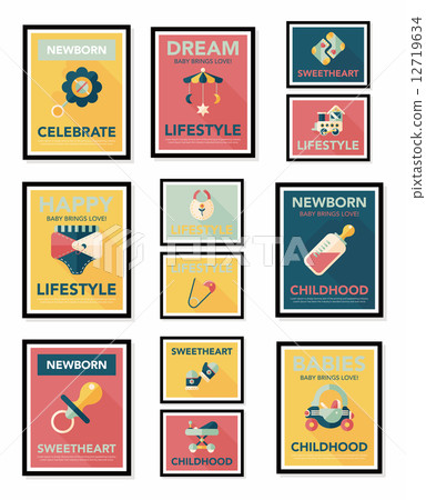 Baby poster flat banner design flat background set, eps10 Baby poster flat banner design flat background set, eps10 12719634