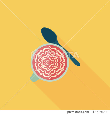 coffee latte art flat icon with long shadow,eps10 coffee latte art flat icon with long shadow,eps10 12719635