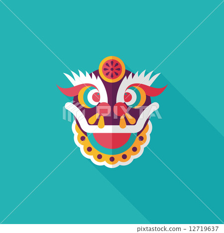Chinese New Year flat icon with long shadow,eps10,The dragon and Chinese New Year flat icon with long shadow,eps10,The dragon and 12719637