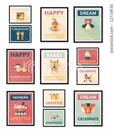 Baby poster flat banner design flat background set, eps10 Baby poster flat banner design flat background set, eps10 12719638
