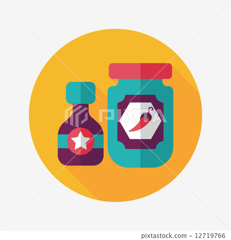 kitchenware hot sauce flat icon with long... - Stock Illustration ...