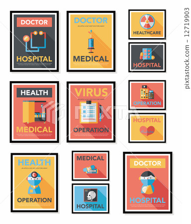 Hospital Poster Banner Design Flat Background Stock