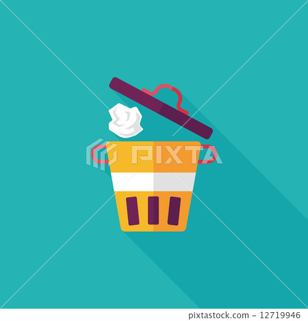 kitchenware garbage can flat icon with long shadow,eps10 12719946