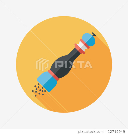 kitchenware pepper bottle flat icon with long shadow,eps10 kitchenware pepper bottle flat icon with long shadow,eps10 12719949