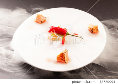 Liquid nitrogen treated salmon and chili pepper 12720094