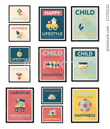 Toy poster flat banner design flat background set, eps10 Toy poster flat banner design flat background set, eps10 12720222