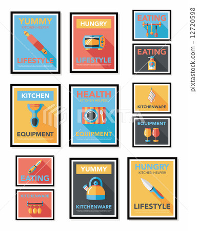 Kitchenware poster flat banner design flat background set, eps10 Kitchenware poster flat banner design flat background set, eps10 12720598