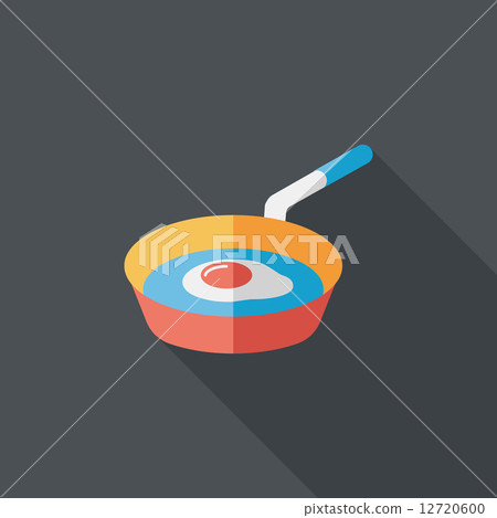 kitchenware frying pan and shovel flat icon with long shadow,eps kitchenware frying pan and shovel flat icon with long shadow,eps 12720600