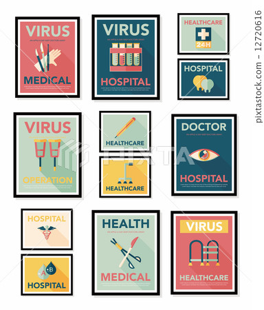 Hospital poster banner design flat background set, eps10 12720616