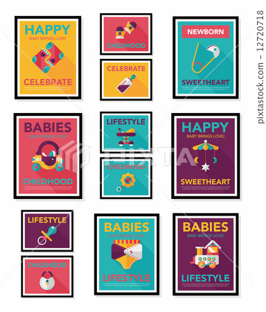 Baby poster flat banner design flat background set, eps10 Baby poster flat banner design flat background set, eps10 12720718