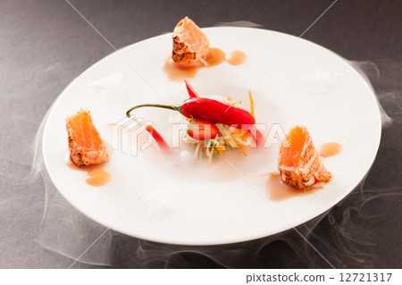Liquid nitrogen treated salmon and chili pepper 12721317
