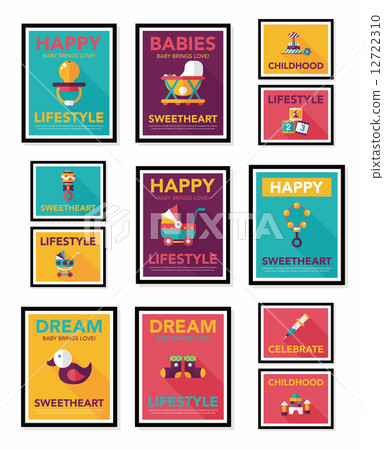 Baby poster flat banner design flat background set, eps10 Baby poster flat banner design flat background set, eps10 12722310