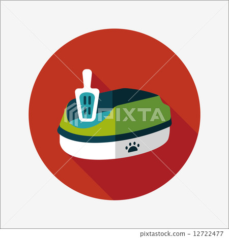 Pet cat litter box flat icon with long shadow, eps10 12722477