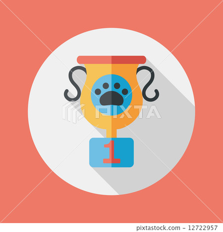 Pet dog champion flat icon with long shadow, eps10 12722957