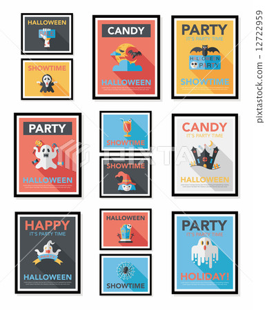 Halloween poster banner design flat background set, eps10 12722959