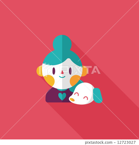 Pet dog and girl friendship flat icon with long shadow,eps10 Pet dog and girl friendship flat icon with long shadow,eps10 12723027