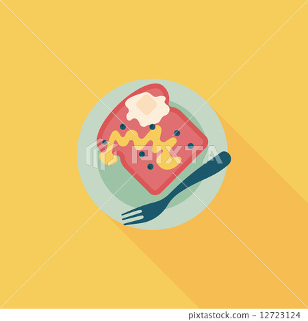 breakfast toast flat icon with long shadow,eps10 - Stock Illustration ...