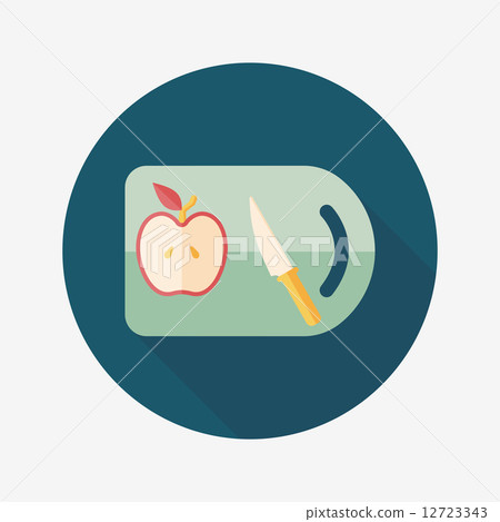 kitchenware chopping board and knife flat icon with long shadow, kitchenware chopping board and knife flat icon with long shadow, 12723343