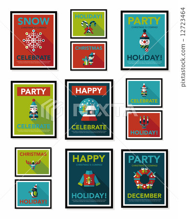 Christmas poster flat banner design flat background set, eps10 12723464