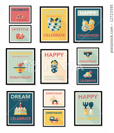 Baby poster flat banner design flat background set, eps10 Baby poster flat banner design flat background set, eps10 12723595