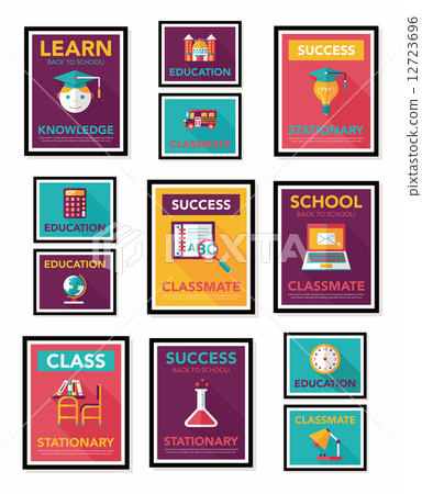 School poster flat banner design flat background set, eps10 School poster flat banner design flat background set, eps10 12723696