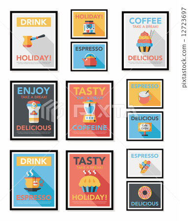 Coffee poster flat banner design flat background set, eps10 Coffee poster flat banner design flat background set, eps10 12723697
