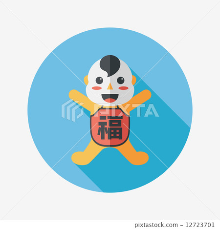 Chinese New Year flat icon with long shadow,eps10, Maitreya doll Chinese New Year flat icon with long shadow,eps10, Maitreya doll 12723701
