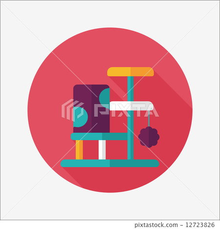 Pet cat tree flat icon with long shadow,eps10 - Stock Illustration ...