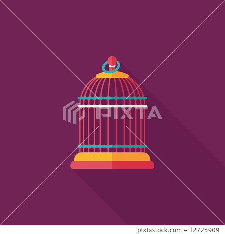 Pet bird cage flat icon with long shadow, eps10 12723909