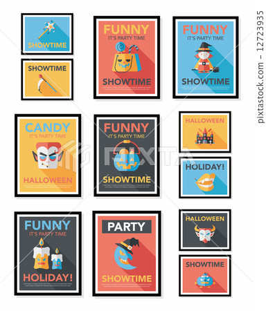 Halloween poster banner design flat background set, eps10 12723935