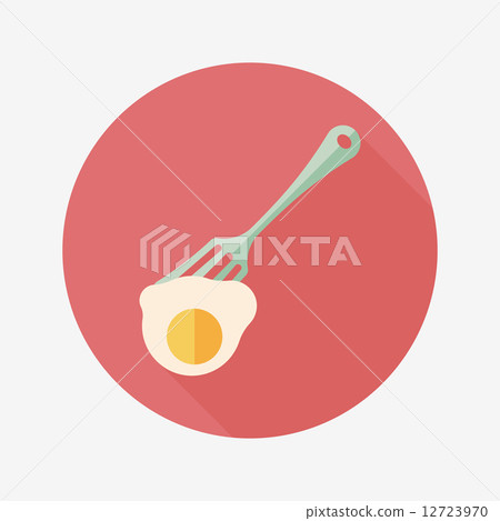 kitchenware fork and egg flat icon with long shadow,eps10 12723970