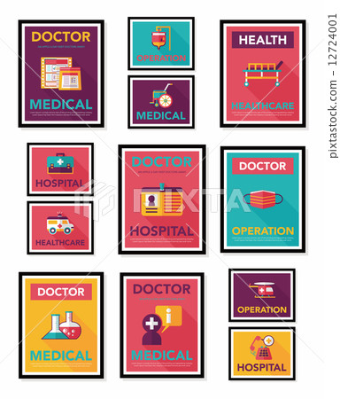 Hospital Poster Banner Design Flat Background Stock
