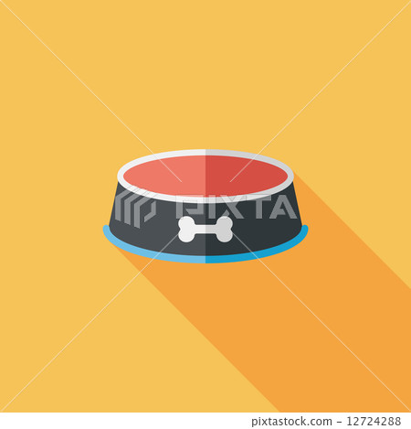 Pet dog bowl flat icon with long shadow,eps10 Pet dog bowl flat icon with long shadow,eps10 12724288