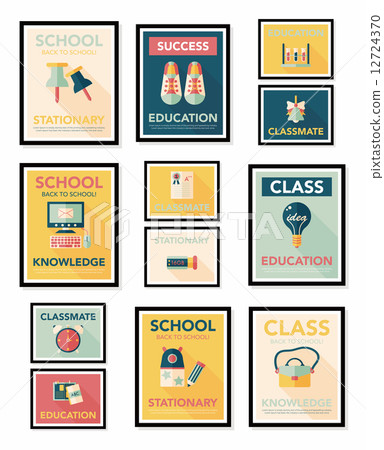 School poster flat banner design flat background set, eps10 School poster flat banner design flat background set, eps10 12724370