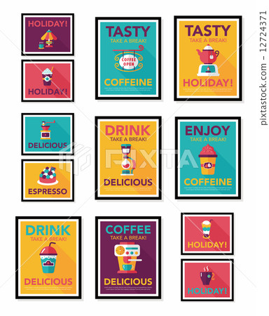Coffee poster flat banner design flat background set, eps10 12724371