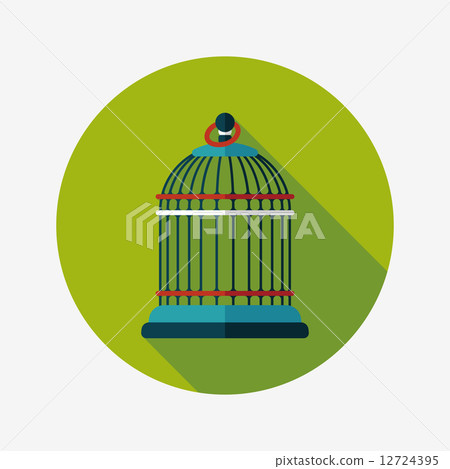 Pet bird cage flat icon with long shadow, eps10 12724395