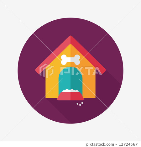 Pet dog house flat icon with long shadow,eps10 - Stock Illustration ...