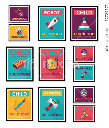 Toy poster flat banner design flat background set, eps10 Toy poster flat banner design flat background set, eps10 12724575