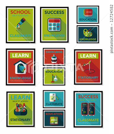 School poster flat banner design flat background set, eps10 School poster flat banner design flat background set, eps10 12724582