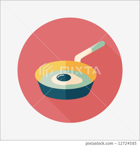 kitchenware frying pan and shovel flat icon with long shadow,eps kitchenware frying pan and shovel flat icon with long shadow,eps 12724585