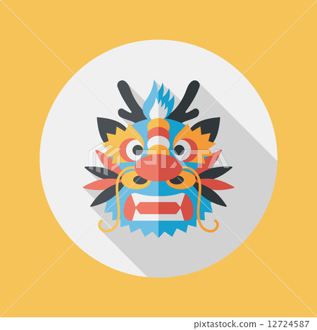 Chinese New Year flat icon with long shadow,eps10,The dragon and Chinese New Year flat icon with long shadow,eps10,The dragon and 12724587