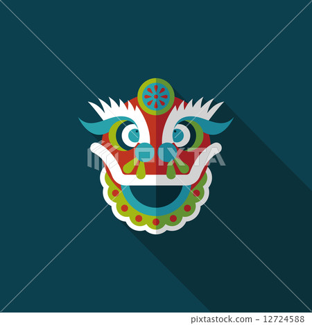 Chinese New Year flat icon with long shadow,eps10,The dragon and Chinese New Year flat icon with long shadow,eps10,The dragon and 12724588