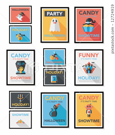 Halloween poster banner design flat background set, eps10 12724919