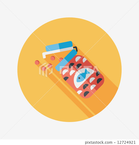 Pet fish feed flat icon with long shadow, eps10 12724921