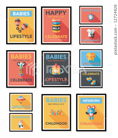 Baby poster flat banner design flat background set, eps10 12724926