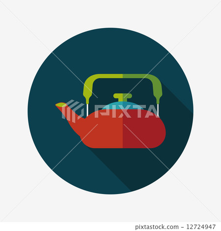 kitchenware tea pot flat icon with long shadow,eps10 12724947