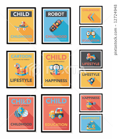 Toy poster flat banner design flat background set, eps10 Toy poster flat banner design flat background set, eps10 12724948