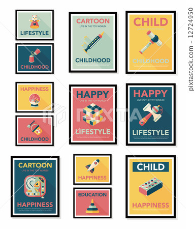 Toy poster flat banner design flat background set, eps10 Toy poster flat banner design flat background set, eps10 12724950