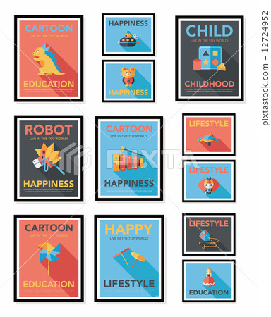 Toy poster flat banner design flat background set, eps10 Toy poster flat banner design flat background set, eps10 12724952