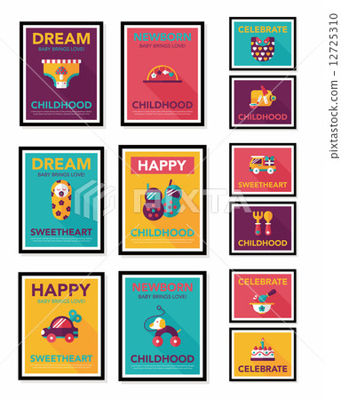 Baby poster flat banner design flat background set, eps10 Baby poster flat banner design flat background set, eps10 12725310